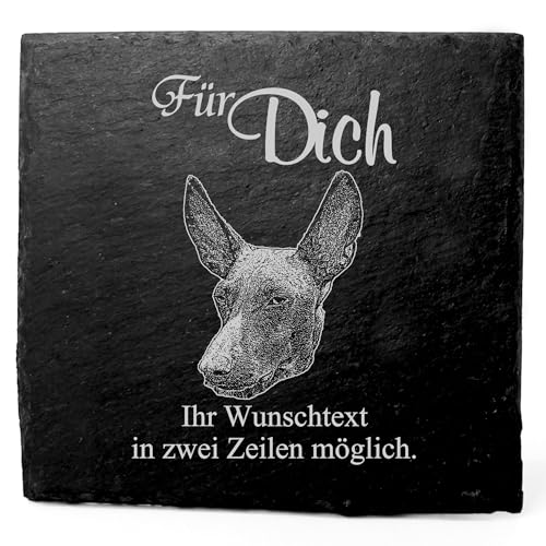 Deko Schiefer Untersetzer personalisiert Podenco Canario - Für Dich - 11x11cm Schwarz Bierdeckel Tischdeko Bieruntersetzer Weinuntersetzer von Dekolando