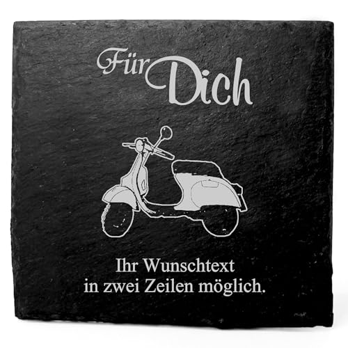 Deko Schiefer Untersetzer personalisiert Roller - Für Dich - 11x11cm Schwarz Bierdeckel Tischdeko Bieruntersetzer Weinuntersetzer von Dekolando