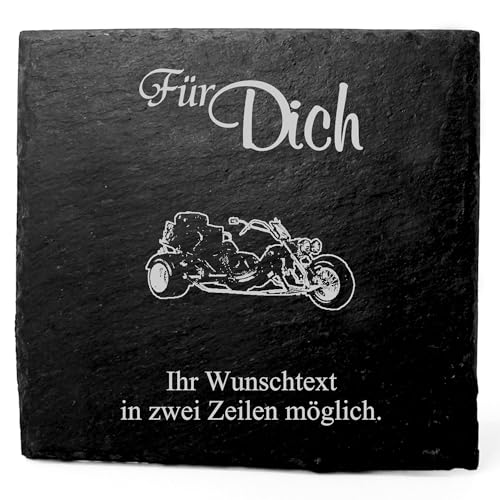 Deko Schiefer Untersetzer personalisiert Trike - Für Dich - 11x11cm Schwarz Bierdeckel Tischdeko Bieruntersetzer Weinuntersetzer von Dekolando