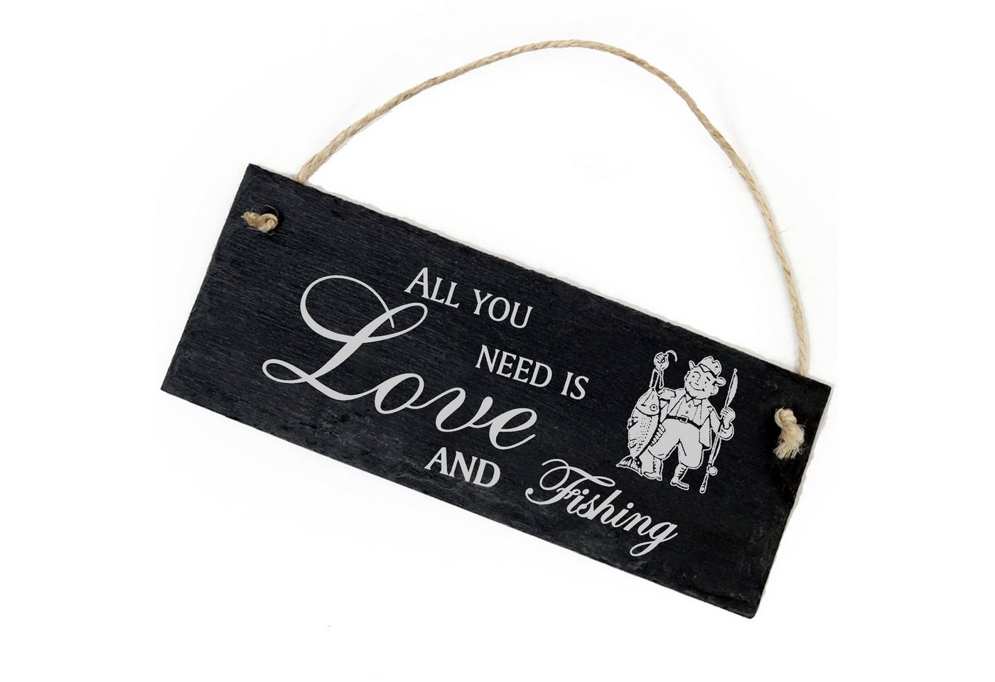 Dekolando Hängedekoration Angler 22x8cm All you need is Love and Fishing von Dekolando