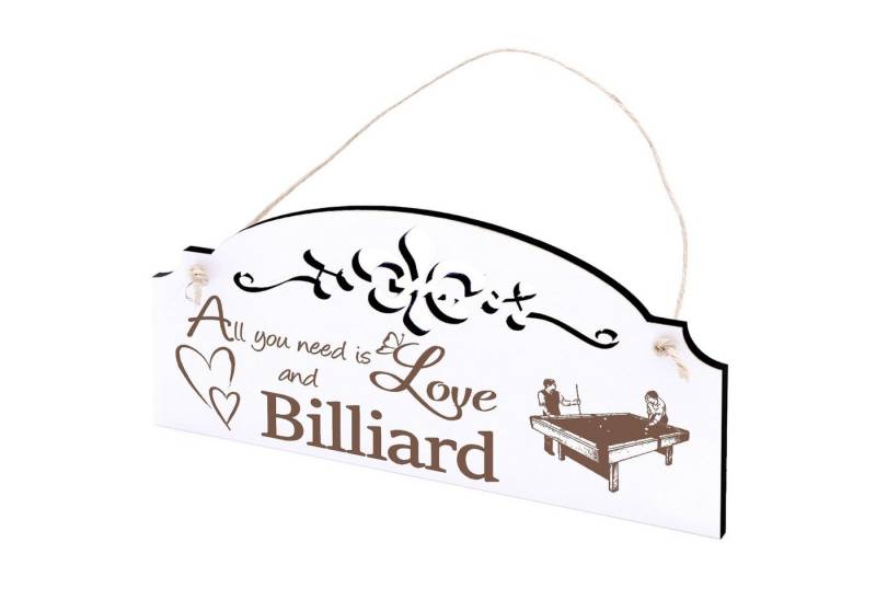 Dekolando Hängedekoration Billard Pool Snooker Deko 20x10cm All you need is Love von Dekolando
