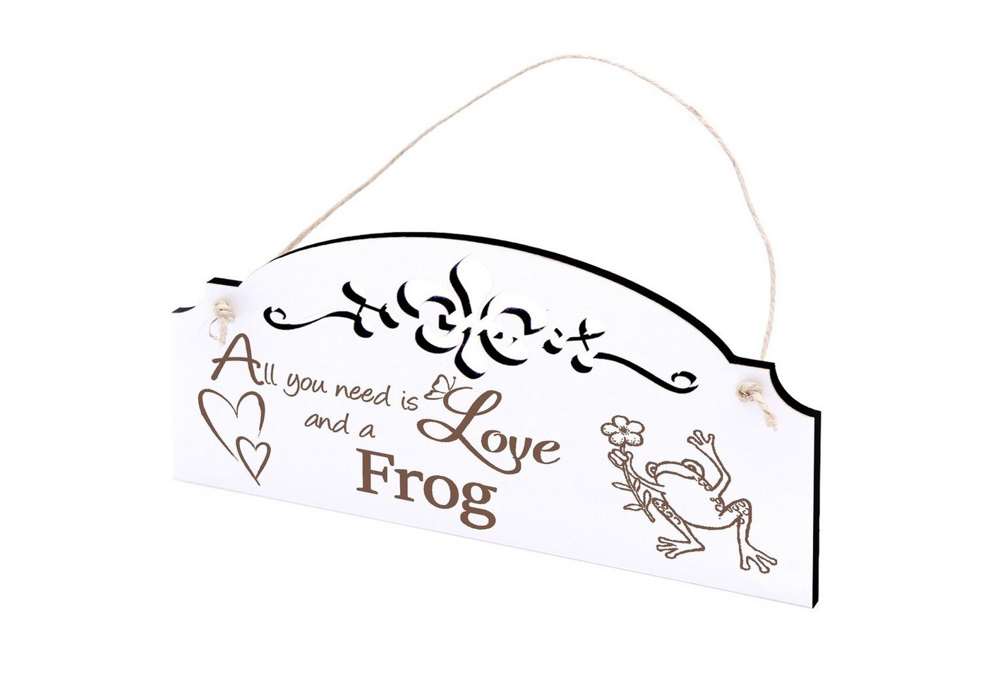 Dekolando Hängedekoration Frosch mit Blume Deko 20x10cm All you need is Love von Dekolando