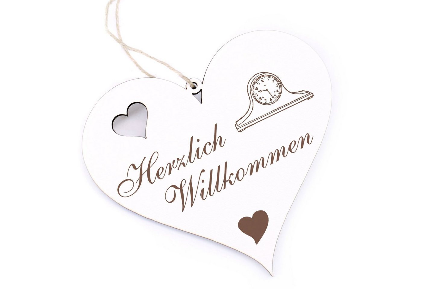 Dekolando Hängedekoration Herzlich Willkommen - Standuhr - 13x12cm von Dekolando