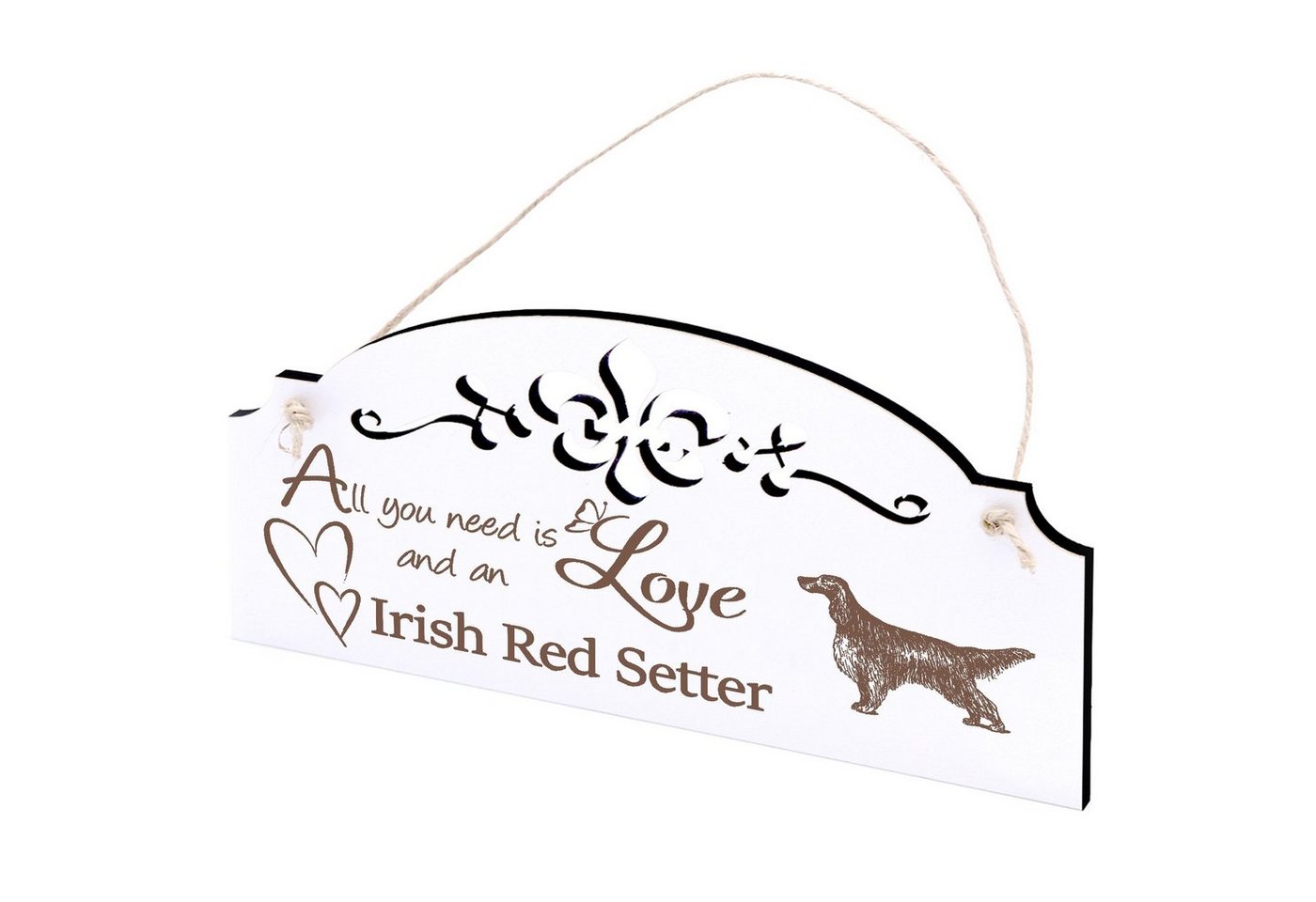 Dekolando Hängedekoration Irish Red Setter Deko 20x10cm All you need is Love von Dekolando