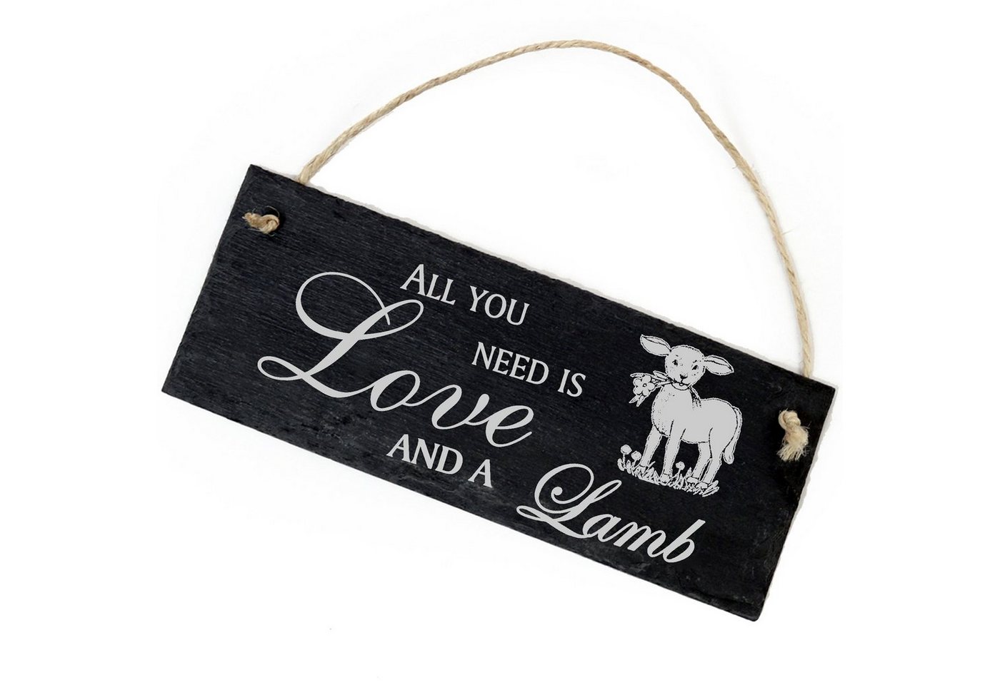 Dekolando Hängedekoration Lamm mit Blume 22x8cm All you need is Love and a Lamb von Dekolando