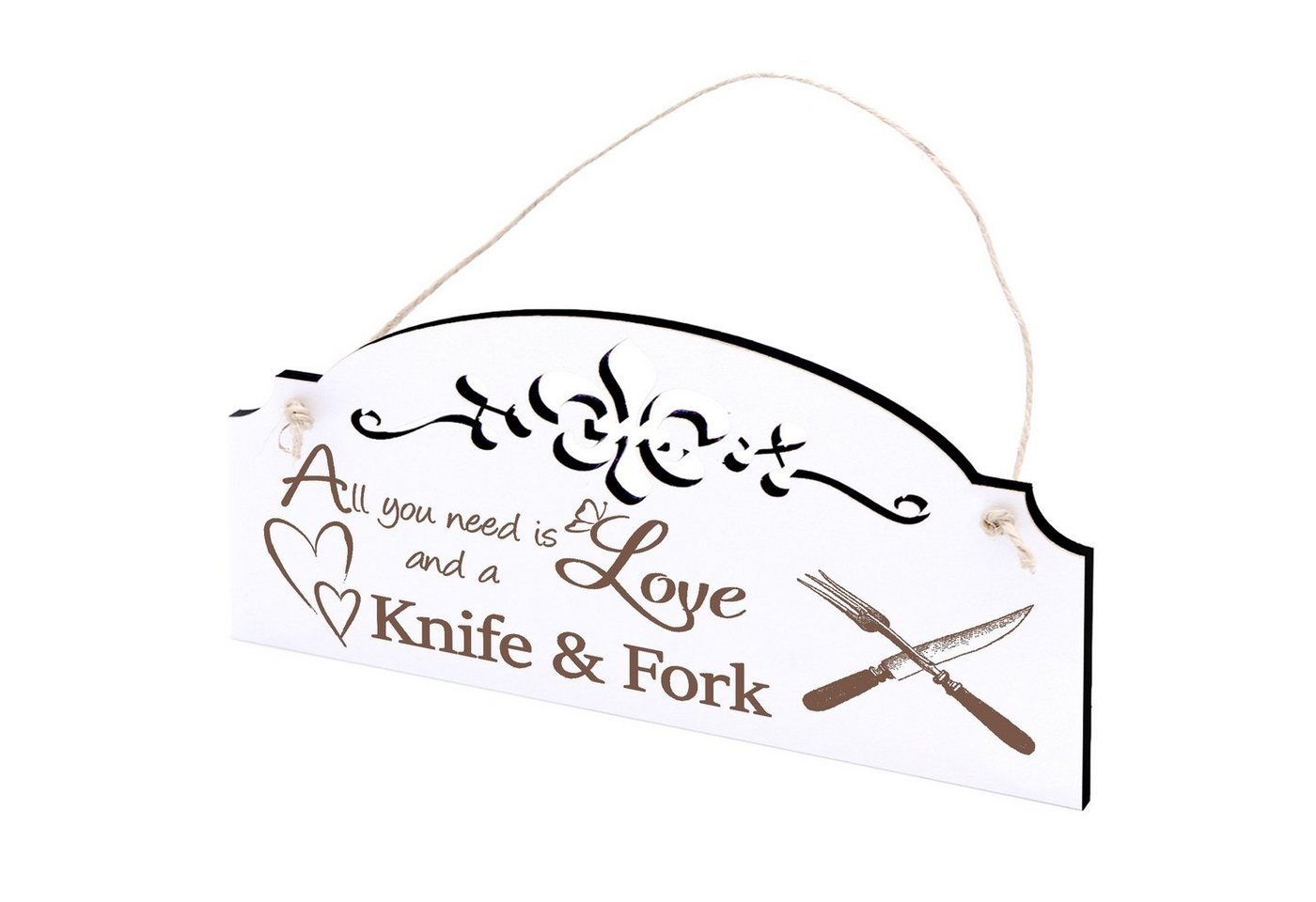 Dekolando Hängedekoration Messer & Gabel Deko 20x10cm All you need is Love von Dekolando