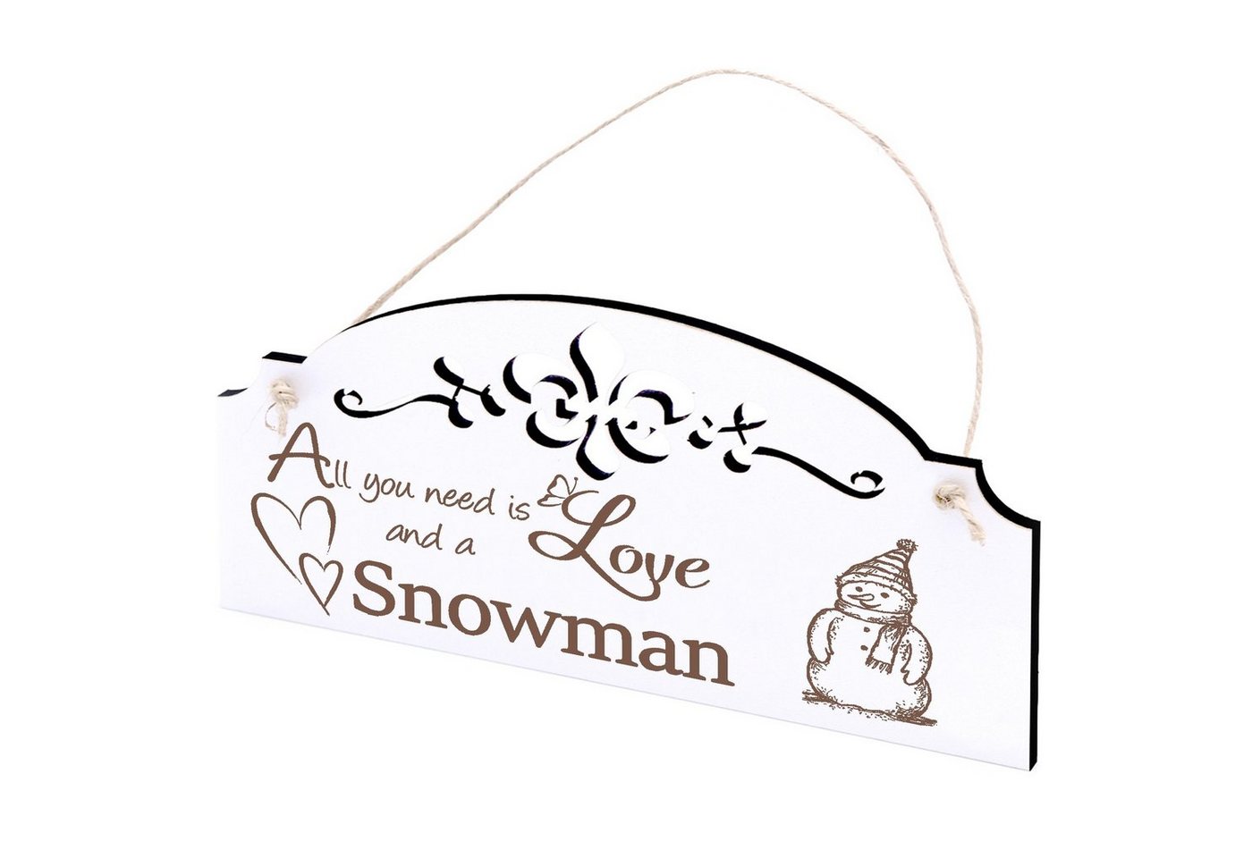 Dekolando Hängedekoration Schneemann Deko 20x10cm All you need is Love von Dekolando