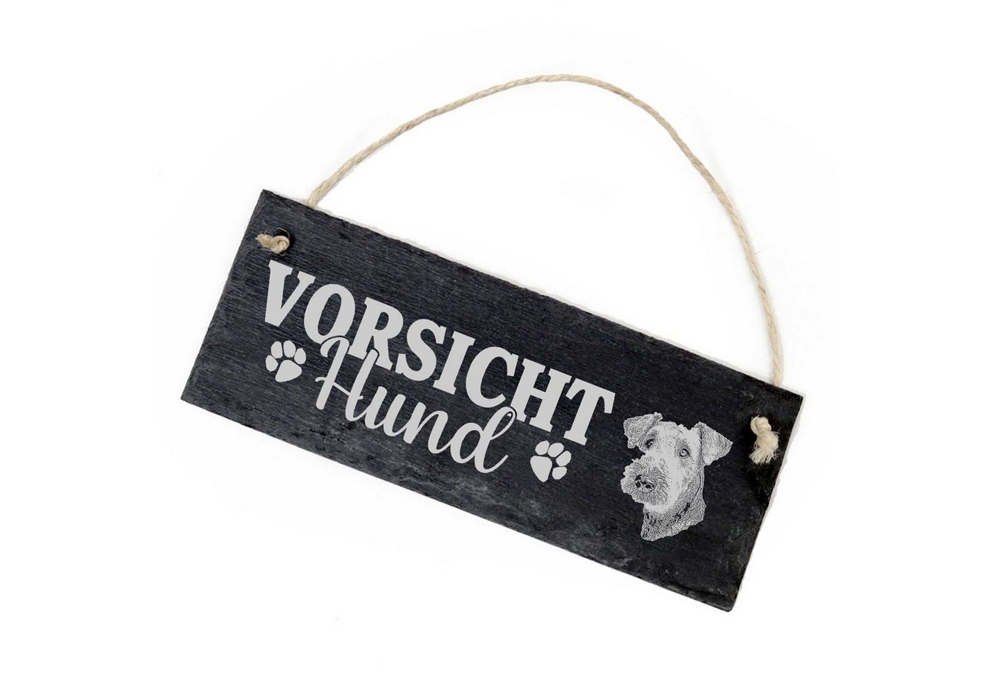 Dekolando Hängedekoration Vorsicht Hund Airedale Terrier Schild 22x8cm von Dekolando