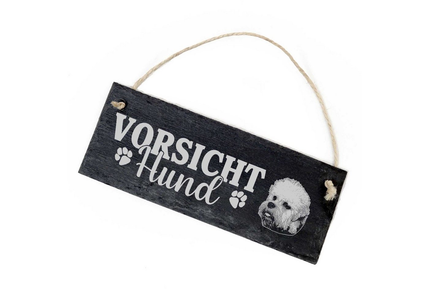 Dekolando Hängedekoration Vorsicht Hund Dandie Dinmont Terrier Schild 22x8cm von Dekolando