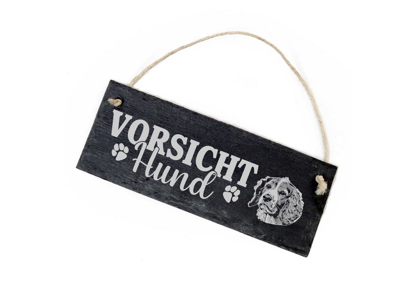Dekolando Hängedekoration Vorsicht Hund Welsh Springer Spaniel Schild 22x8cm von Dekolando
