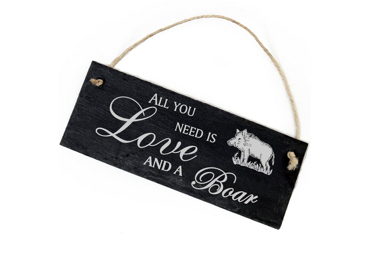 Dekolando Hängedekoration gezeichneter Keiler Wildschein 22x8cm All you need is Love and a Boar von Dekolando