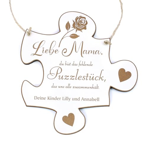 Dekolando Mama Geschenk Muttertag Schild personalisiert Puzzleteil - Geschenke für Mutter Geschenkidee Geburtstag von Dekolando