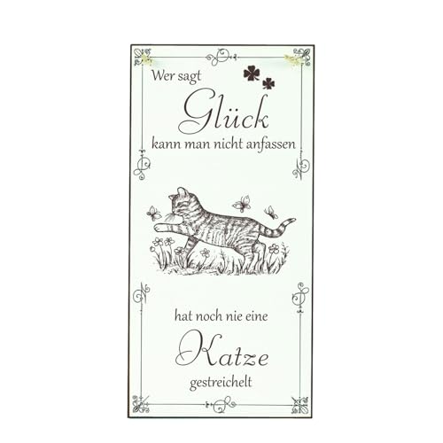 Dekolando Schild Katze Glück kann man streicheln - Spruch mit Tier Motiv Kätzchen - Vintage Dekoschild Tiere Deko Türschild mit Tiermotiven - 10 x 20 cm von DEKOLANDO