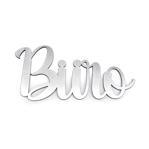 Dekolando Schriftzug BÜRO silbergrau Kunststoff Türschild Schild selbstklebend Buchstaben wetterfest Türdeko (Büro) von Dekolando