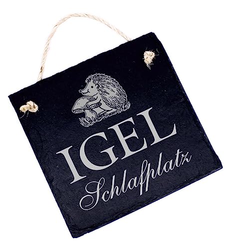 Igel Schlafplatz Schild Schiefertafel graviert Gartenschild Deko Igelschlafplatz Hinweisschild 11 x 11 cm Igel Schlafplatz Schild Schiefertafel graviert Gartenschild Deko Igelschlafplatz Hinweisschild 11 x 11 cm von DEKOLANDO