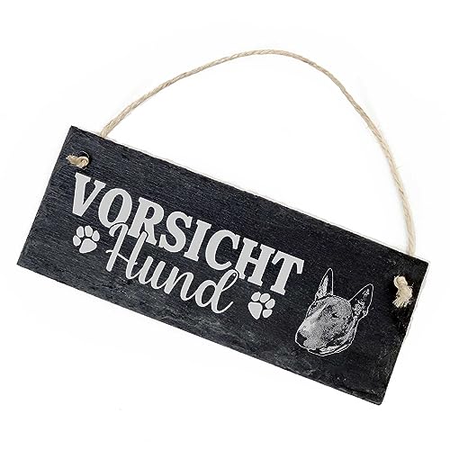 Vorsicht Hund Bullterrier Schild Schiefer 22x8cm Achtung Warnschild Warnung Warnschild Hundeschild von Dekolando