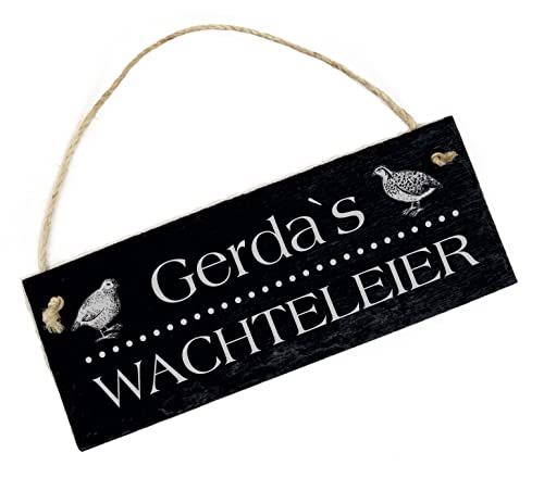 Wachteleier Schild mit Wunschnamen Personalisierung - Schiefer graviert Eierverkauf Eier Wachteln Wachtelstall Türschild 22 x 8 cm von Dekolando