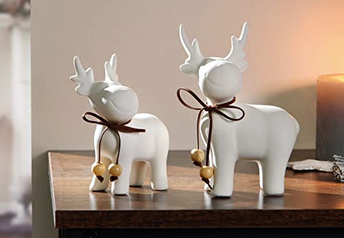 2 Dekofiguren Elch aus Porzellan, weiß, niedliche Winterdeko, Weihnachtsdeko, Elchfiguren-Set, Figurenset, Tierfiguren 2 Dekofiguren Elch aus Porzellan, weiß, niedliche Winterdeko, Weihnachtsdeko, Elchfiguren-Set, Figurenset, Tierfiguren von Dekoleidenschaft
