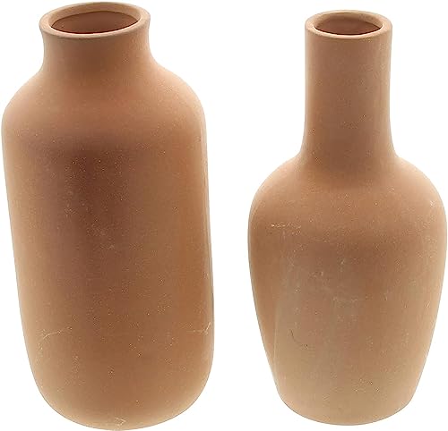 2X Vase Flasche aus Terracotta, Blumenvase in Flaschen-Form, Dekovase für Trockenblumen von Dekoleidenschaft