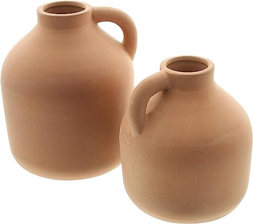 2X Vase Tonkrug aus Terracotta, Blumenvase mit Henkel, Dekovase für Trockenblumen von Dekoleidenschaft