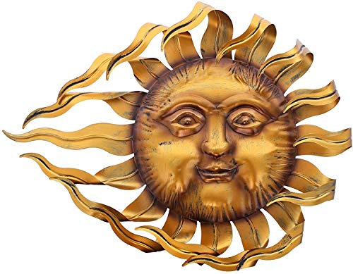 Dekoleidenschaft 3D Wandbild Flammende Sonne aus Metall, 65x50 cm groß, bronze/gold, Wandhänger, Wandschmuck von Dekoleidenschaft