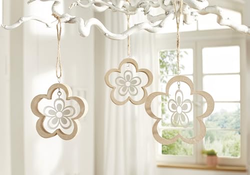 3X Dekohänger Blume aus MDF & Metall, 8 + 10 cm, Hängedeko, Fensterdeko zum Aufhängen, Frühlingsdeko hängend von Dekoleidenschaft