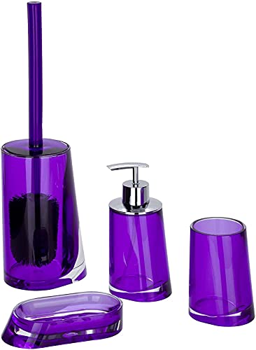 4tlg. WENKO Bad-Set Paradise Purple aus Acryl, lila, Badezimmer Accessoires-Set, mit WC-Garnitur, Seifenschale, Seifenspender und Zahnputz-Becher von Dekoleidenschaft