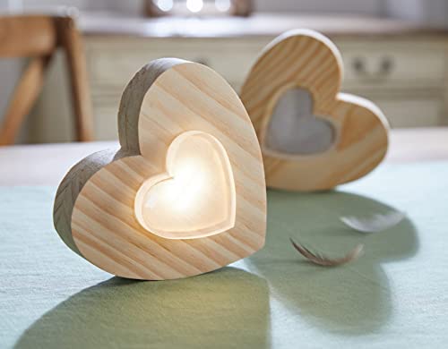 Deko-Herz aus Holz mit LED Beleuchtung, Leuchdeko, Dekofigur, Holzdeko von Dekoleidenschaft