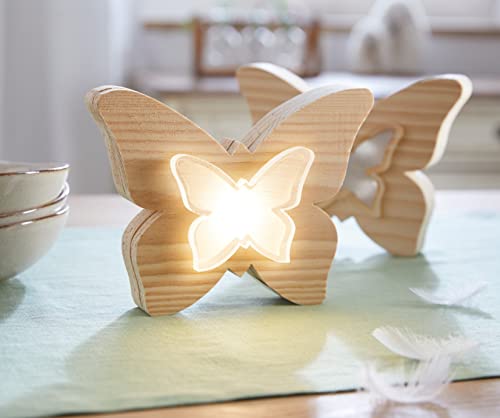 Deko Schmetterling aus Holz mit LED Beleuchtung, Leuchdeko, Dekofigur, Holzdeko von Dekoleidenschaft