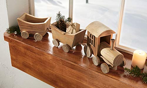 Deko-Zug Rustikal aus Treibholz, 57 cm lang, Lokomotive mit 2 Waggons, Weihnachtsdeko, Holz-Eisenbahn von Dekoleidenschaft