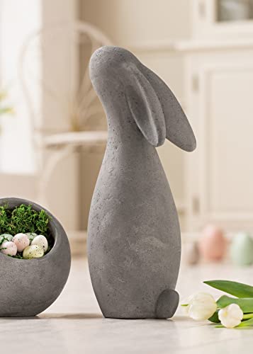 Dekofigur Hase aus Beton, grau, 43 cm hoch, Osterdeko, Osterhase, Hasenfigur von Dekoleidenschaft