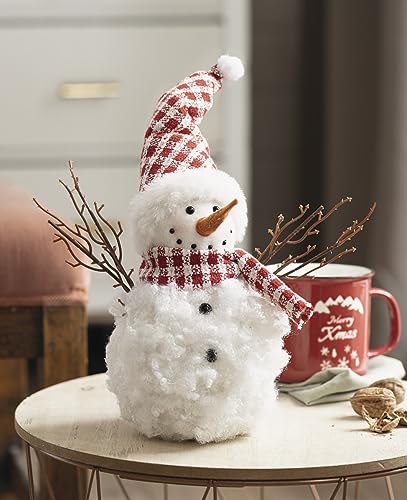 Dekofigur Schneemann Flauschi weiß, 33 cm hoch, Weihnachtsdeko, Winterdeko von Dekoleidenschaft