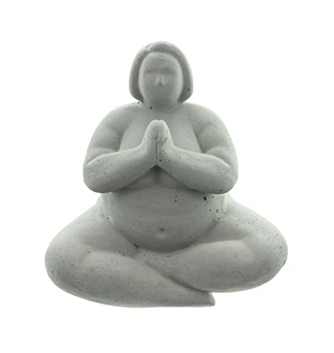 Dekoleidenschaft Dekofigur Zen aus Beton, grau, mollige Dame in Buddha Position, Rubensfrau, Statue sitzend, Figurine, Damenfigur von Dekoleidenschaft