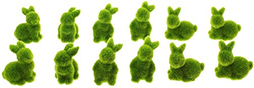 Dekoleidenschaft 12 Mini-Hasen Moos grün, 5 cm hoch, Osterdeko, Tischdeko, Basteln von Dekoleidenschaft