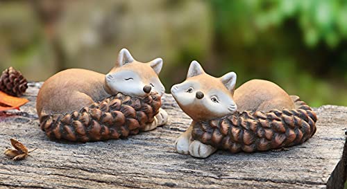 Dekoleidenschaft 2X Dekofigur Fuchs liegend, aus Terracotta, wetterfest für Wohnzimmer, Balkon & Garten, Tierfigur, Gartenfigur, Garten-Deko für Draußen von Dekoleidenschaft