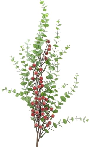 Dekoleidenschaft 2X Dekozweig Frostbeeren in grün/rot, 70 cm lang, Kunstpflanze, Kunstblume, Kunstzweige von Dekoleidenschaft