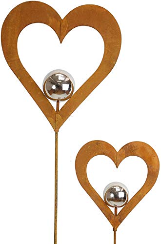 Dekoleidenschaft 2er Set Herzstecker Silberkugel, Garten Metalldeko im Rostdesign, Blumenstecker, 96 + 120 cm hoch, Dekostecker, Roststecker, Gartendeko für Draußen Dekoleidenschaft 2er Set Herzstecker Silberkugel, Garten Metalldeko im Rostdesign, Blumenstecker, 96 + 120 cm hoch, Dekostecker, Roststecker, Gartendeko für Draußen von Dekoleidenschaft