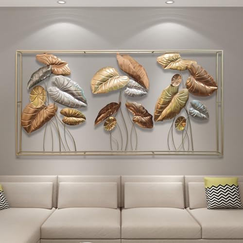 Dekoleidenschaft 3D Wandbild Blätter aus Metall in gold/silber/bronze, 135x69 cm, Wanddeko, Wandschmuck von Dekoleidenschaft
