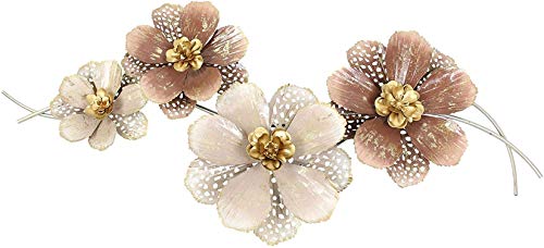 Dekoleidenschaft 3D Wandbild Blumen aus Metall, 112x52 cm, in verschiedenen Rosa-Tönen, Wandschmuck, Wanddeko, Wandverzierung, Deko-Objekt, Metallbild, Metalldeko für Wohnzimmer, Schlafzimmer, Küche von Dekoleidenschaft