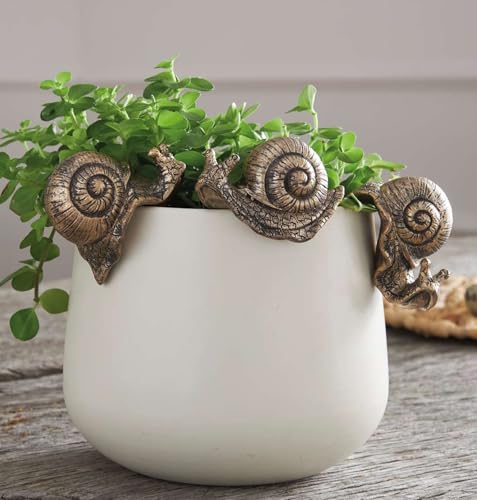 Dekoleidenschaft 3X Dekofigur Schnecke aus Polyresin im Antik Look, Kantenhocker, Balkon & Gartendeko, Blumentopf Hänger, hängende Deko Figur für Aufbewahrungskörbe von Dekoleidenschaft