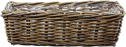 Dekoleidenschaft Rattan Pflanzkasten Koboo Grey 46 cm lang, grau, Balkonkasten, Balkon-Blumenkasten für Drinnen & Draußen, Pflanzgefäß für die Fensterbank, Flechtkorb, Pflanzkübel rechteckig von Dekoleidenschaft