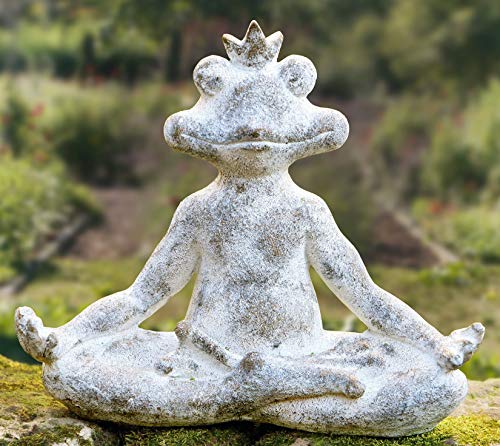 Dekoleidenschaft Deko Frosch Entspannung 36 cm hoch, grau, Buddha, Gartenfigur, Skulptur, Dekofigur, Tierfigur, Buddha, Froschfigur, Gartendekofigur, Balkon & Garten-Deko für Draußen von Dekoleidenschaft