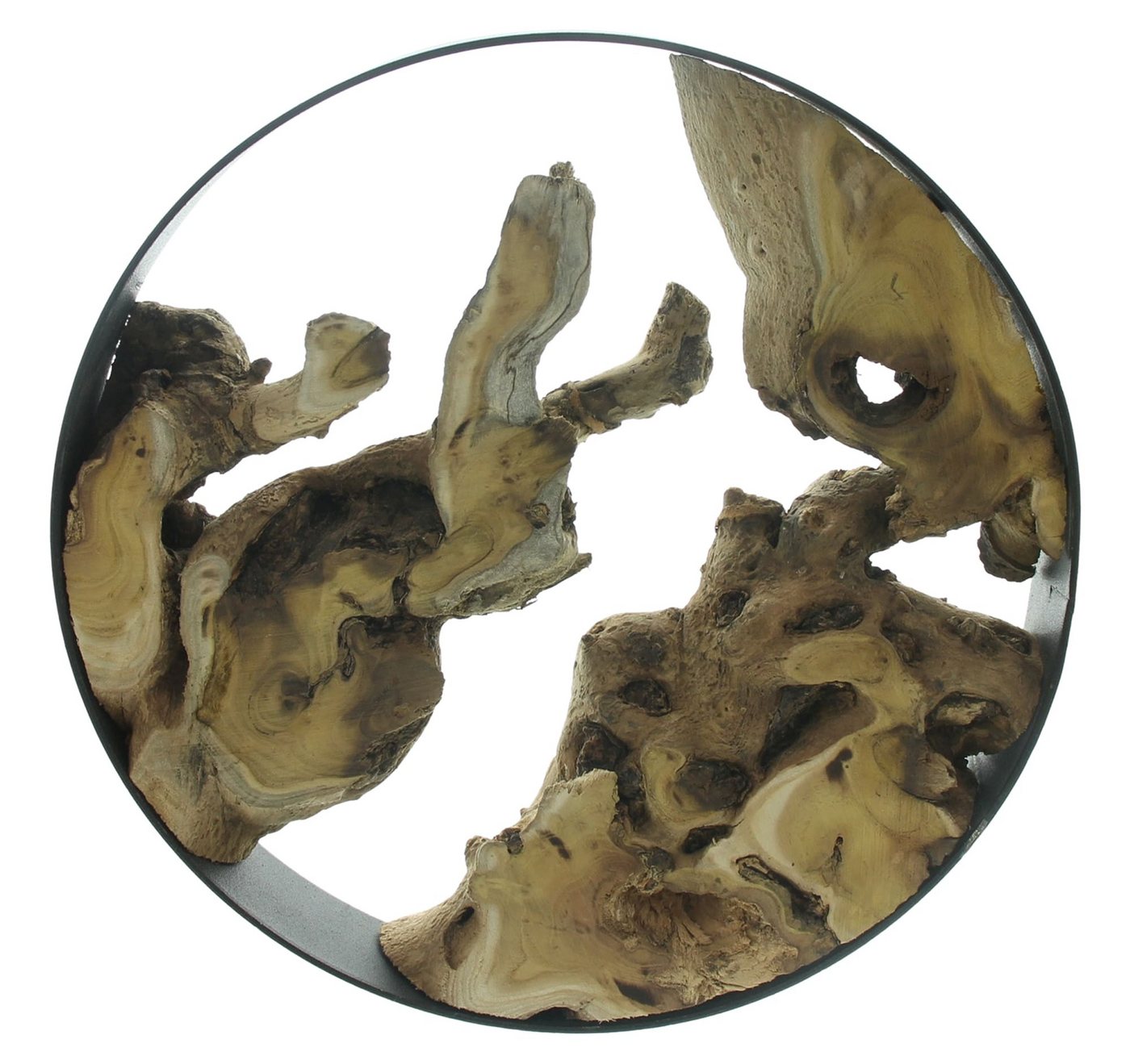 Dekoleidenschaft Dekokranz "Root" Dekoring aus Metall mit Wurzelholz, Dekoobjekt Ø 28 cm, Kranz, Holz-Kranz, Tischkranz von Dekoleidenschaft
