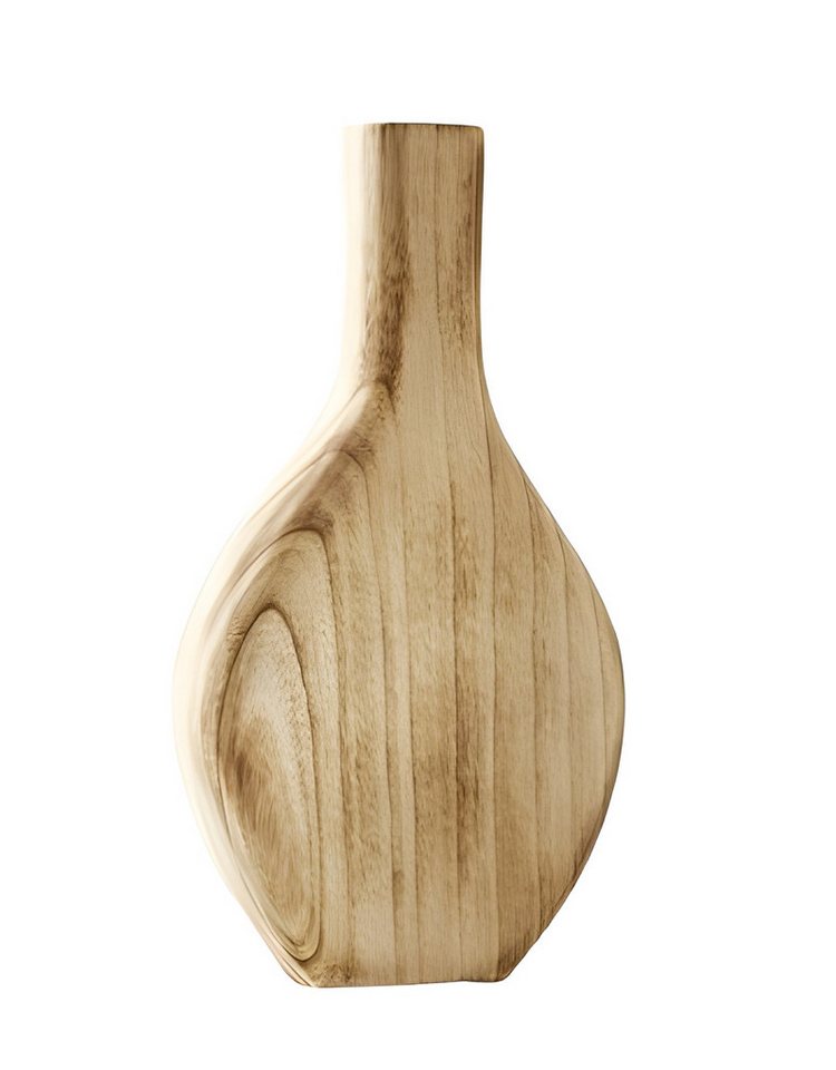 Dekoleidenschaft Dekovase Wood" flach, aus naturbelassenem Paulownia Holz, 34 cm hoch, Vase für, Trockenblumen, Kunstblumen, Zweige, Holzvase, Tischvase, Blumenvase" von Dekoleidenschaft