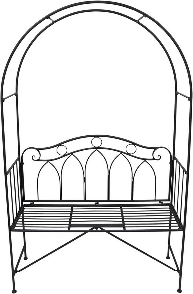 Dekoleidenschaft Gartenbank "Rankbogen" aus Metall, schwarz, 2sitzer Metallbank mit Rosenbogen, Sitzbank mit Rankhilfe, klassisches Design, Gartenmöbel mit Rankgitter von Dekoleidenschaft