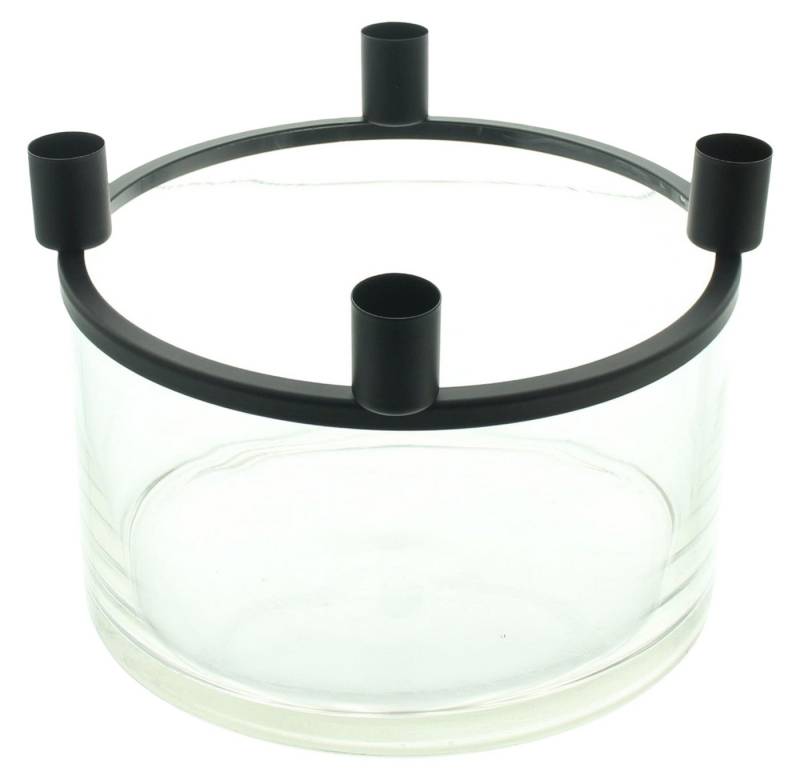 Dekoleidenschaft Kerzenhalter Dekoschale "Klar" Glas mit Kerzenständer für 4 Stabkerzen Adventskranz, Glasschale mit Metallkranz, Obstschale Dekoleidenschaft Kerzenhalter Dekoschale "Klar" Glas mit Kerzenständer für 4 Stabkerzen Adventskranz, Glasschale mit Metallkranz, Obstschale von Dekoleidenschaft