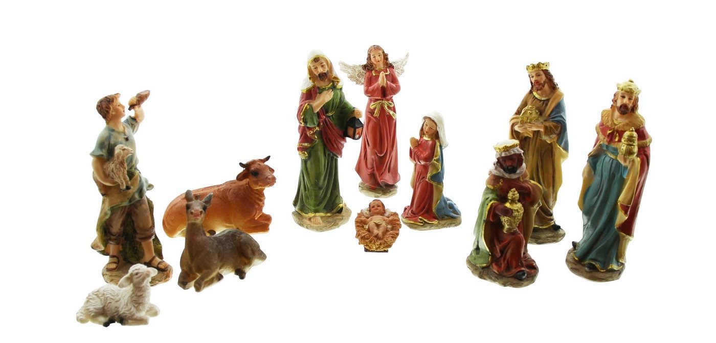 Dekoleidenschaft Krippenfigur Figurenset für die Weihnachtskrippe, Krippenfiguren, Weihnachtsfiguren (11 St), mit Maria, Joseph, Jesuskind, hl. 3 Könige, Hirte & Tieren von Dekoleidenschaft
