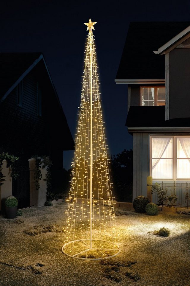 Dekoleidenschaft Künstlicher Weihnachtsbaum 2,90 m hoch, 778 warmweiße LED, Outdoor Beleuchtung, Lichterbaum, Lichterpyramide, Weihnachtsbeleuchtung, Gartendeko für Draußen von Dekoleidenschaft