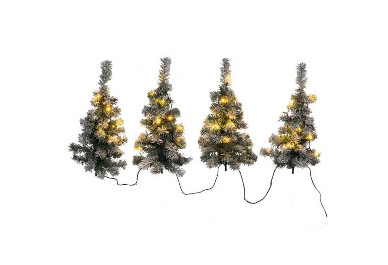 Dekoleidenschaft Künstlicher Weihnachtsbaum in Schnee-Optik, 49 cm hoch, mit Lichterkette, Outdoor Christbaum, 4 Stück im Set, Tannenbaum, Gartendeko für Draußen mit Beleuchtung von Dekoleidenschaft
