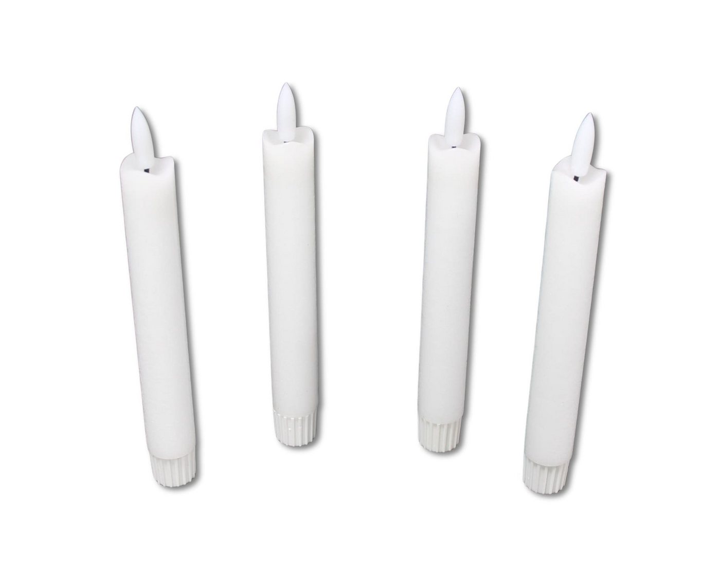 Dekoleidenschaft LED-Kerze "Classical" Timer, elektrische Kerzen flackernd, Stabkerze, Wachskerze (4-tlg., im Set), Echtwachs Stabkerze weiß, 20 cm hoch mit Fernbedienung von Dekoleidenschaft